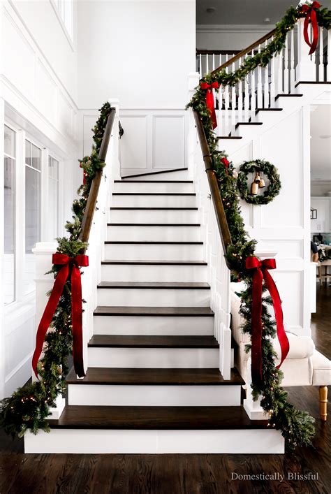 How to Hang Staircase Garland - Domestically Blissful