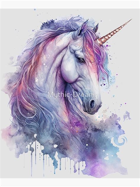 Magical Unicorn In Watercolor Poster For Sale By Mythic Dream Redbubble