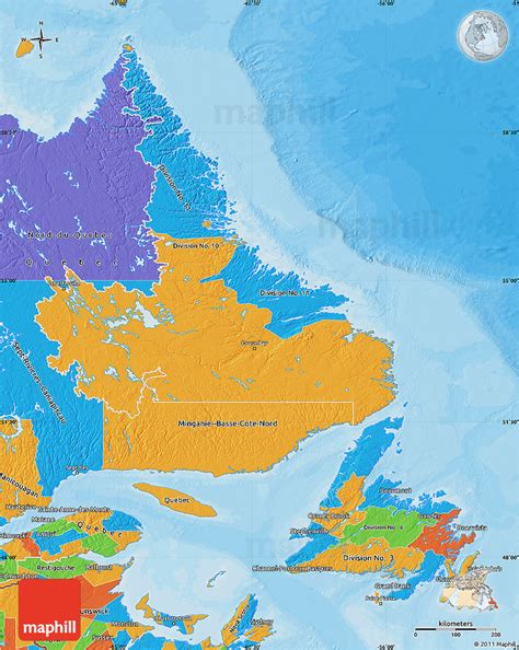 Political Map of Newfoundland and Labrador