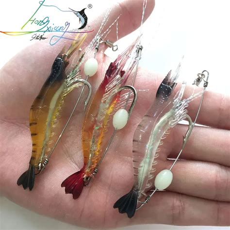 1pcs Lot Shrimp Soft Lure 9cm 6g Fishing Artificial Bait With Glow Hook