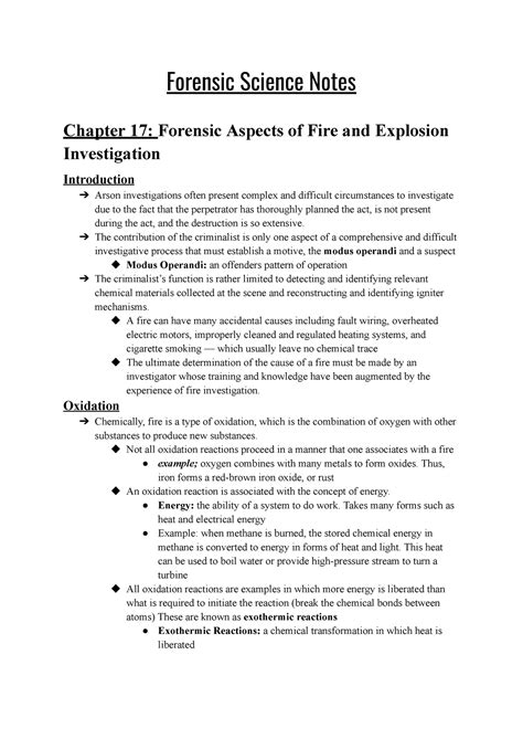 Forensic Science Notes Forensic Science Notes Chapter 17 Forensic