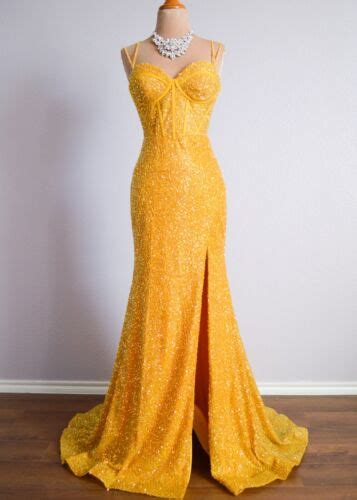 2023 Marigold Yellow Long Formal Prom Pageant Evening Wedding Gown Gala