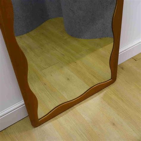 Huge 1970s Undulating Teak Wall Hanging Mirror Mark Parrish Mid