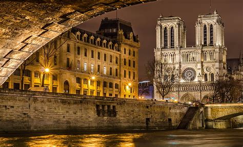 Hd Wallpaper Beige Concrete Building Bridge The City River France