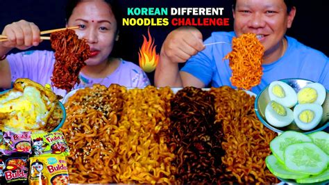 Korean Different Spicy Fire Noodles Challenge 🔥 Black Bean Carbonara