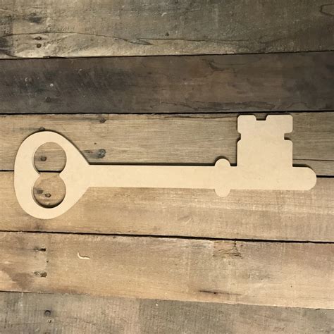 Wood Key Cutout Wood Key Shape Paintable Wooden Cutouts Wooden