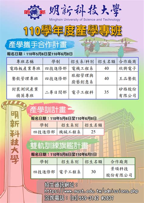 明新科技大學110學年度產學專班獨立招生 穀保家商