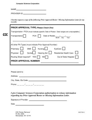 Fillable Online Prior Approval Roster Request Form Emedny Fax Email