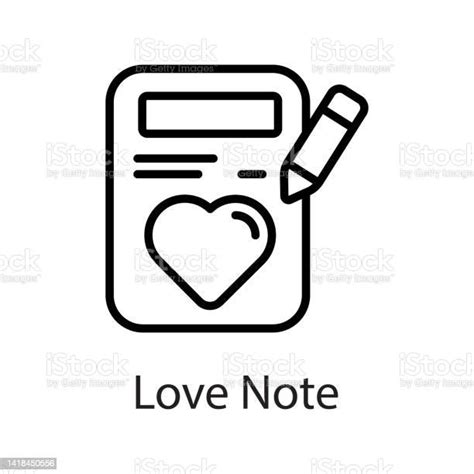 Love Note Vector Outline Icon Design Illustration On White Background