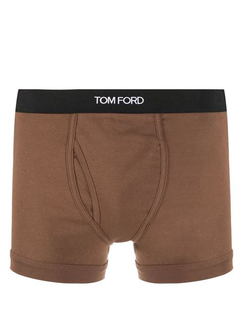 Tom Ford Logo Waistband Stretch Cotton Boxers Brown Farfetch