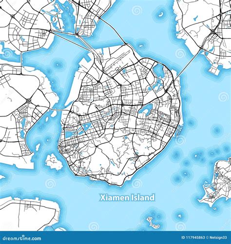 Map of Xiamen Island, China Stock Vector - Illustration of geography ...