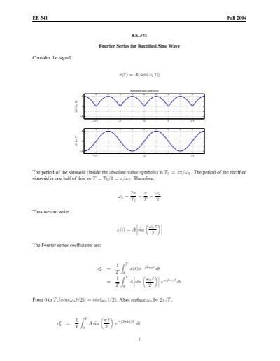 Fourier Series Coefficients For A Rectified Sine Wave