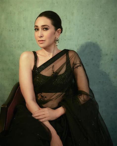 Karishma Kapoor In This Sheer Black Saree Looks Stunning Hot See Now