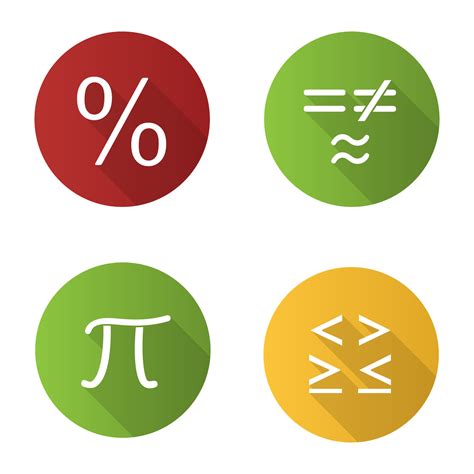 Wiskunde Platte Ontwerp Lange Schaduw Glyph Pictogrammen Instellen Pi