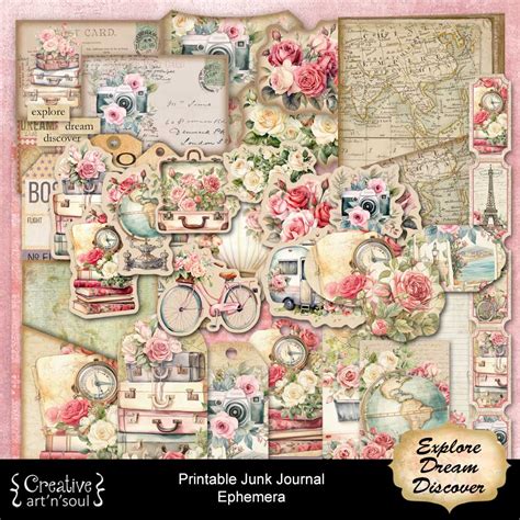 Printable Junk Journal Elements And Ephemera Explore Dream Discover