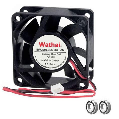 Wathai 60mm X 60mm X 25mm 12V 2P Dual Ball DC Case Fan Brushless