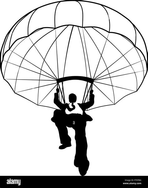 Black And White Parachute Clipart