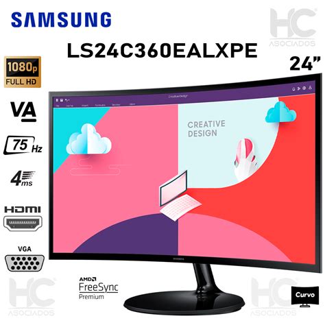 Monitor Samsung Curvo 24 Ls24c360ealxpe Led Fhd Hdmi Vga 4ms Amd Freesync 75hz