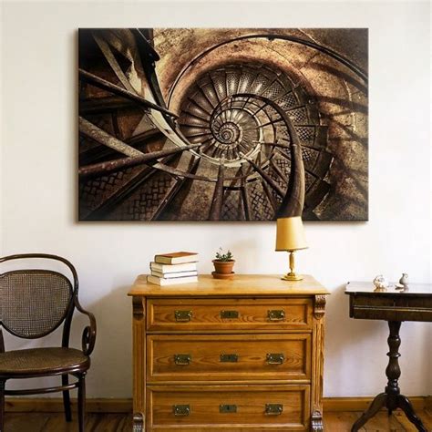 Neutral Large Canvas Print Spiral Staircase Wall Art Old Spiral