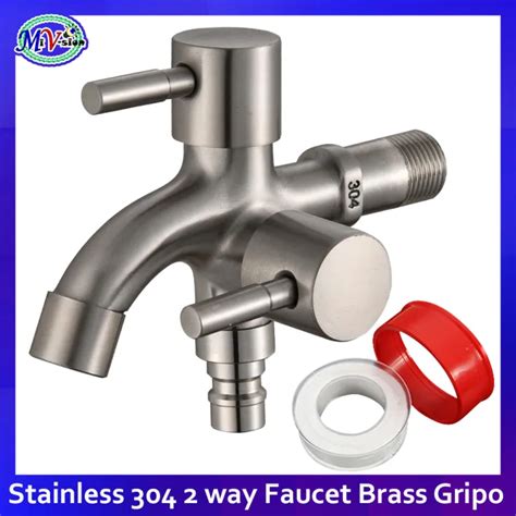 Stainless Steel In Out Head Two Way Water Washer Tap Faucet