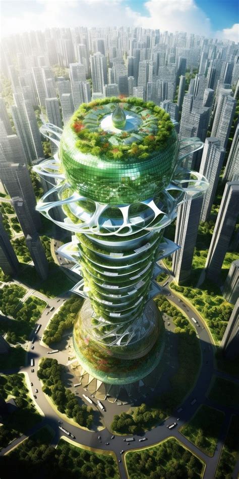 Midjourney Envisions A Futuristic Sustainable City With Air Purifying