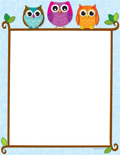 Owl Border Paper Borders And Frames Borders For Paper Printable