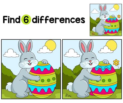 Premium Vector Rabbit Hugging Easter Egg Find The Differences