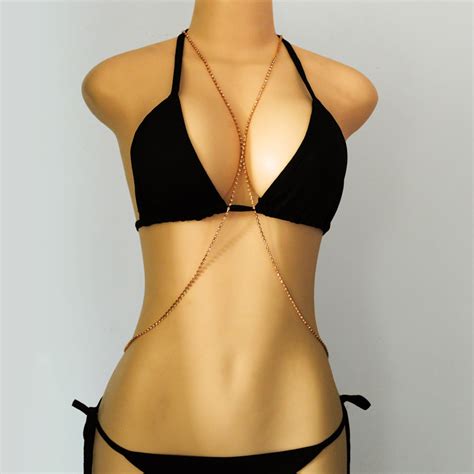 Shihan B5123 Women Bikini Beach Chest Cross Bra Chain Rhinestone