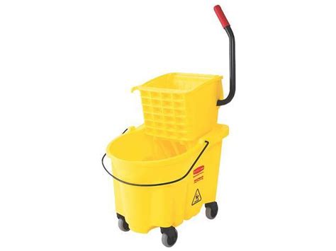 Rubbermaid Commercial Products Plastic Wave Brake Side Press Mop Bucket