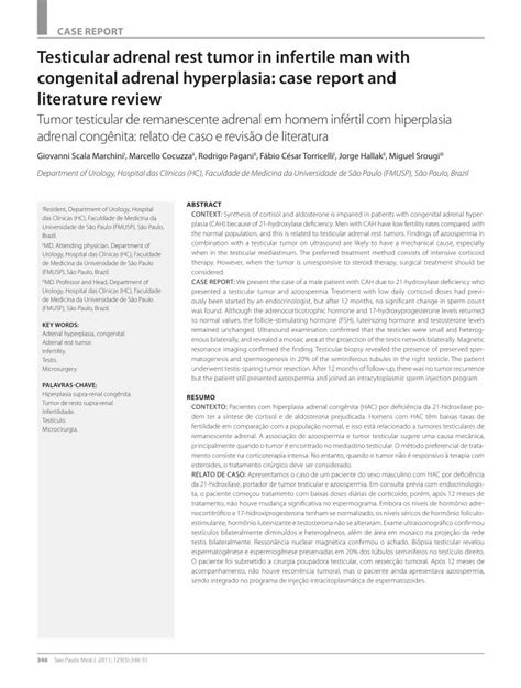 Pdf Testicular Adrenal Rest Tumor In Infertile Man With Congenital