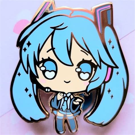 Hatsune Miku Enamel Pin With Matching Sticker Etsy