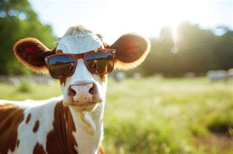 Premium Photo Happy Cow Wearing Sunglasses