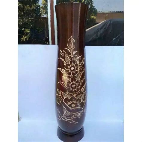 Jual Vas Bunga Kayu Jati Cungkit Ukuran Besar Shopee Indonesia