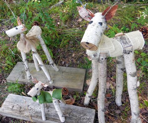 Reindeer Birch Log Deer Garden Holiday Decor By HeavenlyHolidays