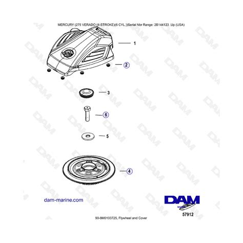 Mercury 275 Verado 6 Cyl SN 2B144123 Flywheel Cover DAM