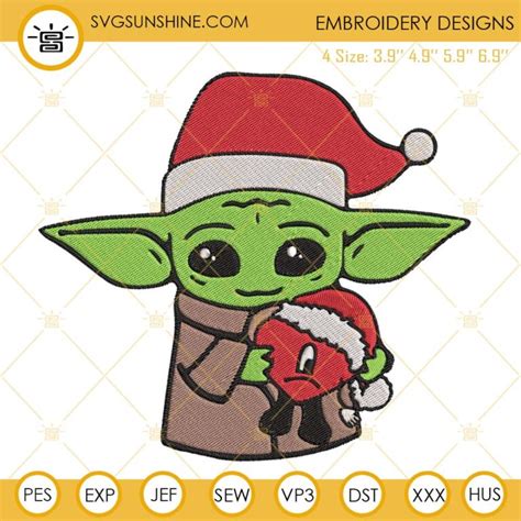 Baby Yoda Christmas Embroidery Designs Baby Yoda Santa Hat Embroidery