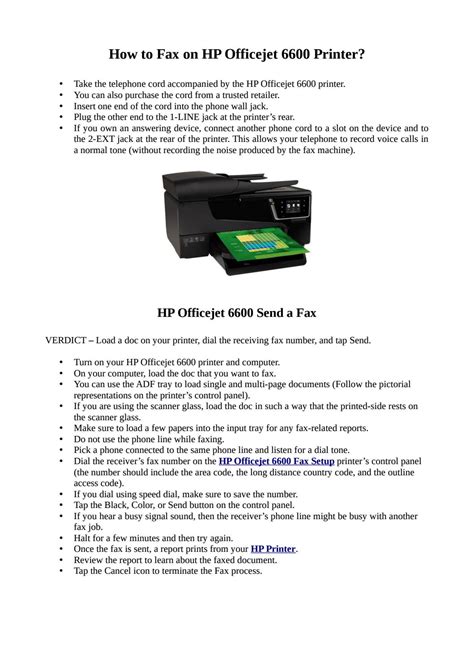 Hp Officejet 6600 How To Fax By Jack Leach Issuu