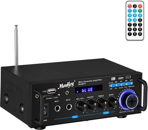 Moukey Bluetooth 5.0 Stereo Amplifier - Home Audio Power Amplifier Receiver for Home Stereo ...