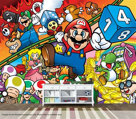 Retro Super Mario Wall Mural Wall Art Quality Pastable - Etsy UK