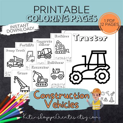 Construction Trucks Coloring Pages Printable Construction Vehicles for ...