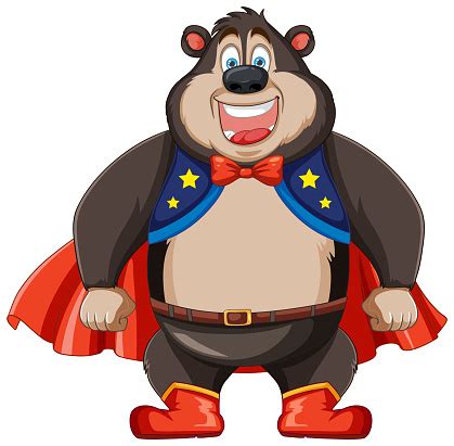 Cheerful Happy Bear Cartoon Character In Circus Cloth Stock ...