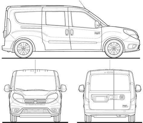 Dodge Ram ProMaster City 2016 Blueprint - Download free blueprint for 3D modeling