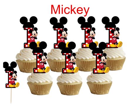 Mickey Mouse Cupcake Toppers Etsy