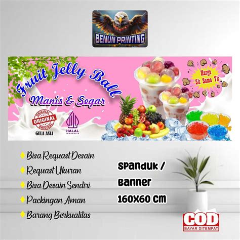 Jual Spanduk 160x60 Es Buah Jelly Ball Bisa Requast Desain Shopee