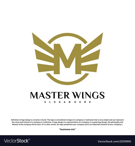 Wings m letter logo initial template Royalty Free Vector