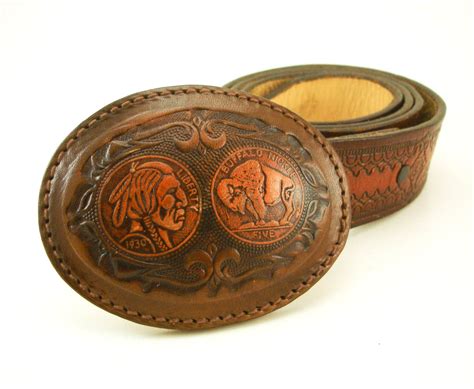 1970s Leather Belt Buckle Mens Vintage Cowboy Western Belt Buckle with – The Naked Man