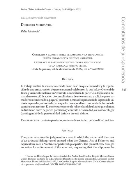 Pdf Contrato A La Parte Entre El Armador Y La Tripulaci N De Una