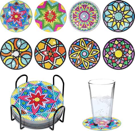 Amazon 8 Pcs Diamond Art Coasters With Holder Anpress Diamond