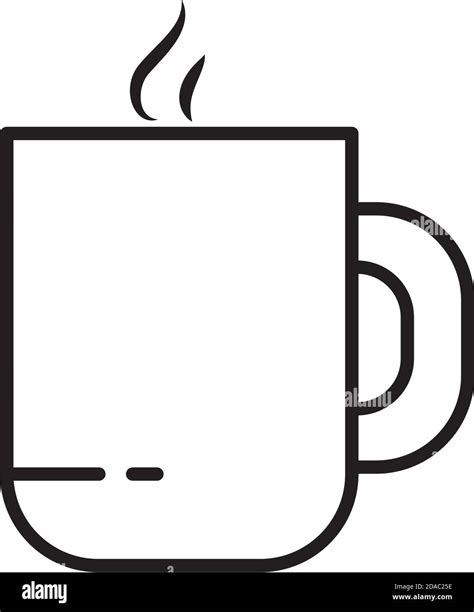 Hot Coffee Mug Icon Over White Background Line Style Vector