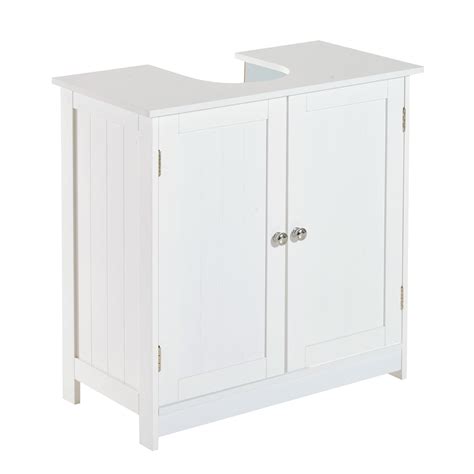 Homcom 24” Pedestal Sink Bathroom Vanity Cabinet White